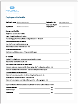 employee exit checklist hr template